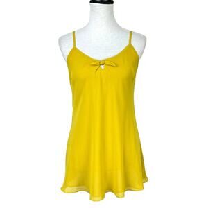 Cabi 551 Ochre Mustard Golden Yellow Chiffon Bow Tie Camisole Tunic Tank